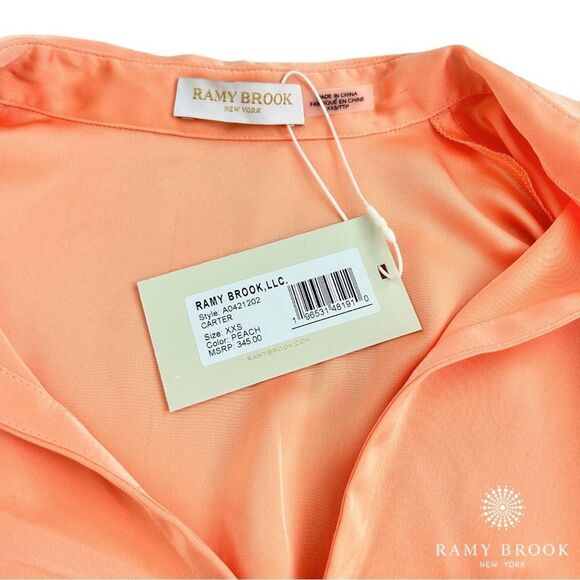 Ramy Brook **NWT**  Carter Satin Self-Tie Blouse in Peach - Picture 8 of 8